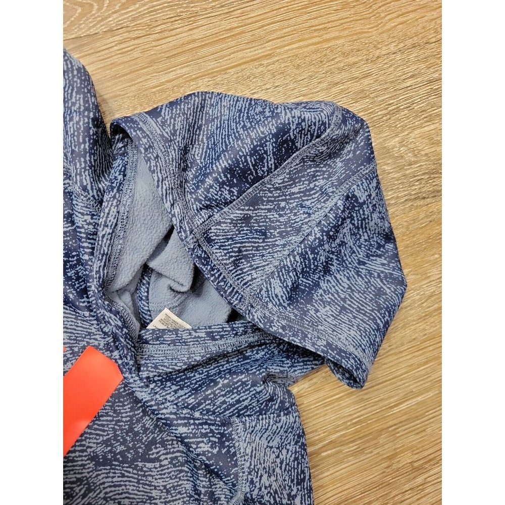 Adidas Youth Boys Pullover Hooded 2Tone Blue Sweatshirt Size 7 Logo Fleece Lined - Picture 4 of 10